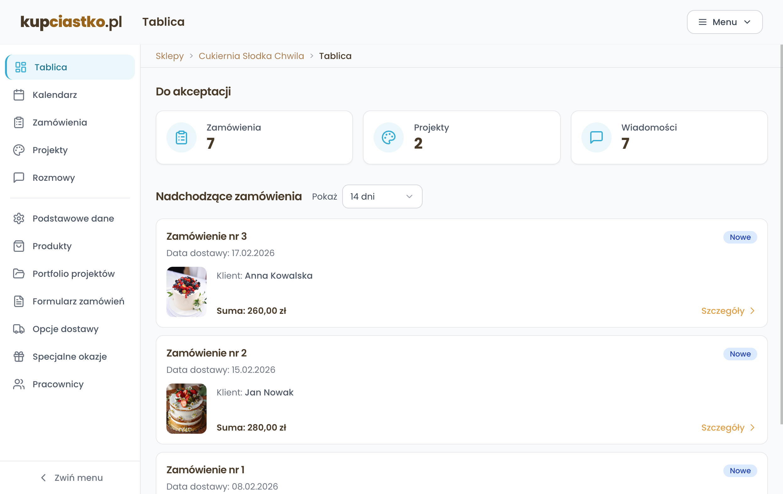 Tablica z zadaniami - widok desktop