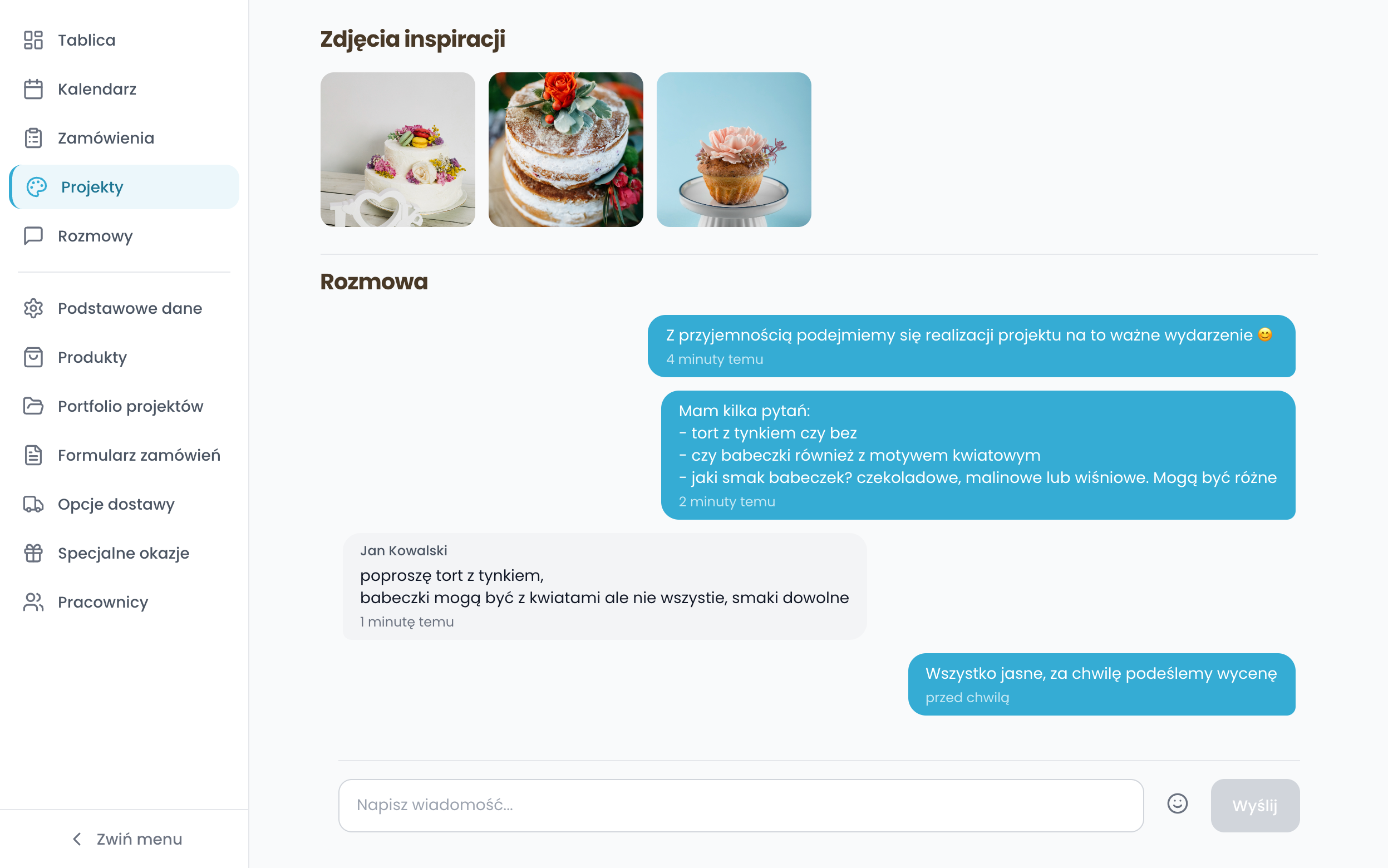 Dyskusja o projekcie - widok desktop