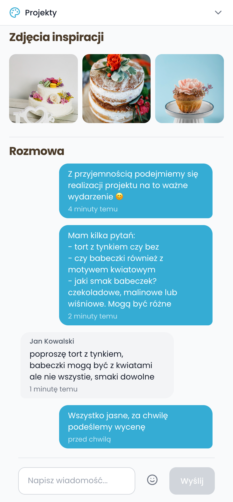 Dyskusja o projekcie - widok mobilny